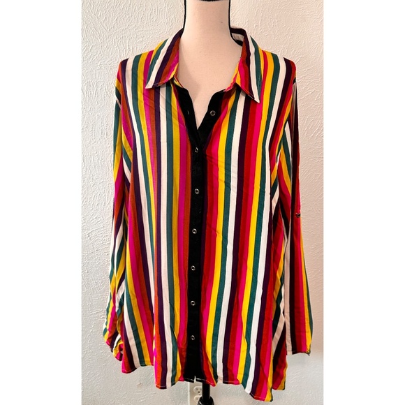 Andree by unit Multicolor Stripe Adjustable Sleeve Embroidery Back , 2x - Picture 3 of 13